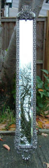 Narrow Silver Mirror with Flowers